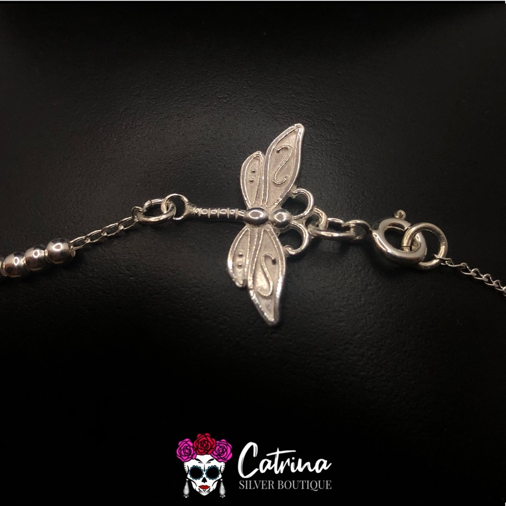 925 Sterling Silver Dragonfly Ankle Bracelet